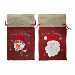 2 Weihnachten Geschenkbeutel Nikolaussack Jutebeutel Weihnachts Geschenktüten Geschenkverpackung zum befüllen Baumwolle Säckchen für Süßigkeits Geschenke Deko