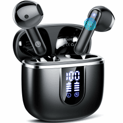 Bluetooth Kopfhörer, Kopfhörer Kabellos Bluetooth 5.4 In Ear Kopfhörer mit 4 ENC Noise Cancelling Mikrofon, 40Std Wireless Earbuds mit LED Anzeige USB-C, IP7 Wasserdicht Ohrhörer für Sport Arbeit Tinte Schwarz