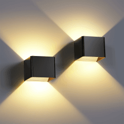 HANDSONIC LED Wandleuchte Innen - Schwarz Wandlampe innen 7W Up and Down leuchten innen Moderne LED Aluminium Wandleuchten Für Wohnzimmer, Schlafzimmer, Flur, Balkon, Treppenhaus - Warmweiß 3000K 2