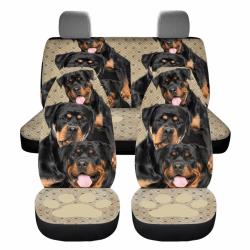 ZIATUBLES Autositzbezüge + Rücksitzbezug + Rückbankbezug, Autositzbezüge Vollständiges 4er Set, Rottweiler-Hunde-Druck-Auto-Sitzbezüge Innenausstattung, universelle Passform Rottweiler Hund