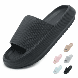 Yohoda Badeschuhe Damen Cozislides Original Slippers Herren Super Weich Wolken Hausschuhe rutschfeste Badelatschen Sommer Cloud Slides Dicke Sohle Badeschlappen Gr.36-47 44/45 EU Schwarz