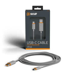 SCUF Geflochtenes USB-C-Kabel – 10 Fuß / 3,6 Meter USB Typ C für Anschluss und Aufladung für Xbox-Controller, PS5-Controller und Smartphones - Hellgrau Hellgrau 10 Fuß / 3,6 Meter Single