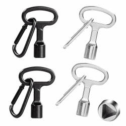 Dreikantschlüssel WISIRENT, 4 Pcs Dreikantschlüssel Mülltonne mit 4 Karabinerhaken, Wasserhahn Schlüssel Schrankenschlüssel für Diverse Schränke Heizkörper Aufzug, Schaltschränke