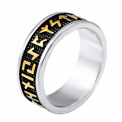 VELESAY Viking Ringe Herren Damen Edelstahl Wikinger Nordische Mythologie Ring Herren Viking Rune Ring Punk Biker Gothic Hip Pop Ring Vintage Bandring Männer Viking Schmuck 57