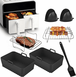 Heißluftfritteuse Zubehör - Airfryer Zubehör für Ninja Foodi AF400EU AF300EU 7,6L-9.5L Und anderen Dual Zone Air Fryer, BPA-Frei | Ninja Dual Zone Heißluftfritteuse Zubehör, Air Fryer Accessories 7 Stück Heißluftfritteuse Zubehör