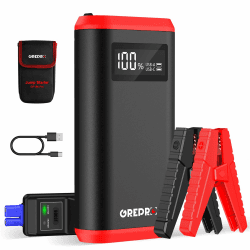 GREPRO Starthilfe Powerbank, Auto Starthilfe Powerbank (bis zu 10.0L Benzin,8.0L Diesel) für 12V Starter Powerbank, 3000A Tragbare Auto Starthilfe mit LCD Bildschirm Leistungsanzeige, LED Taschenlampe