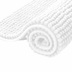 subrtex Badematte rutschfest Badezimmerteppich aus Chenille Saugfähig Badteppich weich Wasserabsorbierende Badvorleger für Badezimmer,Maschinenwaschbar(50 x 80 cm, weiß) 50×80cm Weiß
