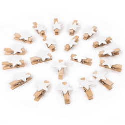 Vicloon Wäscheklammern aus Holz, 90 x Pentagramm Holzklammern, 3.5cm Holzwäscheklammern, Nachhaltige Deko Klammern, Gelten Holzklammern zum Basteln, Fotowand und Verpackung Gastgeschenk 90 Stück – Stern