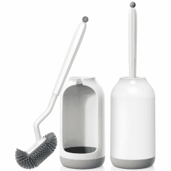 Klobürste Silikon Toilettenbürste mit Halter: 2 Stück Flexible Wc Bürste mit randreiniger - Schnell Trocknendem Klobürstenhalter Set für Badezimmer Zubehör- Hängende Toilet Brush Weiß Ohne Bohren Weiß 2 Stück