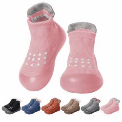 EDOTON Krabbelschuhe Baby Lauflernschuhe Kinder Sockenschuhe rutschfeste Weiche Sohle Schuhe Babybodenschuhe für Mädchen Junge 18-24 Monate Rosa