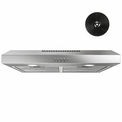 FIREGAS Dunstabzugshaube 60cm, Abluft/Umluft-Dunstabzugshaube mit LEDs, 3 Leistungsstufen, Leistungsstarke Abzugshaube, Effiziente Unterbauhaube mit Bürstenloser motor, inkl. Fettfilter & Kohlefilter