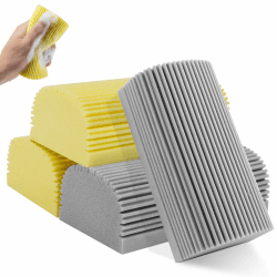 Vicloon Staubreinigungsschwamm, 4pcs Damp Duster, Schwamm ReinigungsbüRste wiederverwendbarer Haushaltsreinigungsschwamm Reinigungswerkzeug Staubschwamm Jalousien Reinigungsbürste(Gelb + Grau)
