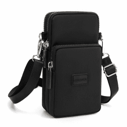 DuoLmi Umhängetasche Damen Klein, Crossbody Tasche für Damen, Nylon Handy Mini-Tasche Kleine Schultertasche Multifunktionale Handytasche, Handytasche zum Umhängen Damen #3 Schwarz