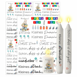 ALLAVA 4 Stück Kerzenattoos, Kerzen Tattoo Dank 19x14cm, Wasserschiebefolie Kerzen, Kerzenfolie Kerzenaufkleber für Kerze Tasse DIY Geschenk, Kerzen Dekorieren, Kerzensprüche, Kerzensets (Dank D) A5 Dank D