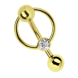 Modern Nature Piercing-Schmuck Intimpiercing oder Bauchpiercing Banane Gold beschichtet in 1,6 mm Stärke mit 5 mm Lochkugel und BCR 12.0 Millimeter