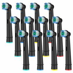 12er Aufsteckbürsten für OralB Vitality Pro, Genius X, Pro Pro Series 3 Plus, Pro 3 Zahnbürste Elektrische, Zahnbürstenaufsatz Kompatibel mit Braun OralB, Precision Ersatzbürsten Schwarz von HSYTEK Schwarz 12 stück (1er Pack)