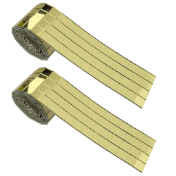 2 Rollen selbstklebende Spiegelmosaikfliesen, Spiegelfliesen, Weihnachten, DIY-Dekoration, 800 Stück (10 x 10 mm, goldfarben) 10 x 10 mm Goldfarben
