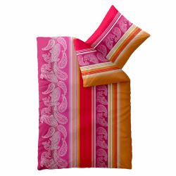 aqua-textil Concept Bettwäsche 200 x 220 cm 3teilig Mikrofaser Bettbezug Peggy Streifen rot pink orange