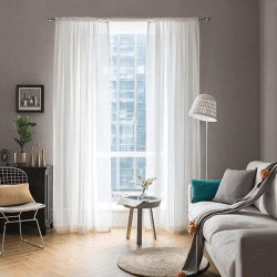 MIULEE 2er Set Voile Vorhang Transparente Gardine aus Voile Polyester Stangendurchzug Transparent Wohnzimmer Luftig Dekoschal für Schlafzimmer Weiß 140x245 cm (BxH), Rod Pocket H245 x B140 cm (2er Pack) Weiß