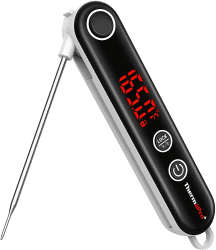 ThermoPro TP18 Digitales Profi Einstichthermometer Thermoelement-Thermometer Grill-Bratenthermometer Fleischthermometer Küchenthermometer mit Magnethalterung für Braten, Babynahrung, Wein, BBQ Schwarz