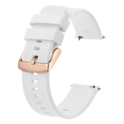 BISONSTRAP Uhrenarmband 18mm 19mm 20mm 21mm 22mm, Silikon Uhrenarmbänder mit Schnellverschluss für Männer Frauen 18mm Weiß / Schnalle aus Roségold