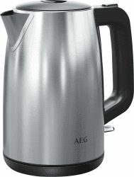 AEG K3-1-3ST Wasserkocher / 1,7 l Fassungsvermögen / hochwertige Optik / 3-fache Sicherheitsabschaltung / Wasserstandsanzeige außen / 360° drehbarer Sockel / Einhandbedienung / Tropfschutz / Edelstahl 1.7 Liter Edelstahl/Schwarz