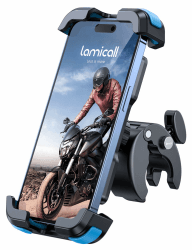 Lamicall Handyhalterung Motorrad, Handyhalter Fahrrad - 2025 Universal 360° Lenker Halter für iPhone 16 15 14 Pro Max Plus, SE, 13 12 Pro Max Mini, 11 Pro Max, Xs, XR, X, 8, 7, Samsung S23, Smartphone 🥇Upgraded - Blau
