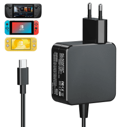 45W Netzteil für Switch/Steam Deck, 45W/39W Switch Ladegerät, 2 Stunden Schnellladegerät 15V/3A,15V/2.6A Ladegerät für Switch/Steam Deck/OLED/Lite/Switch Dock, mit 1.8M Ladekabel(Unterstützt TV Modus)