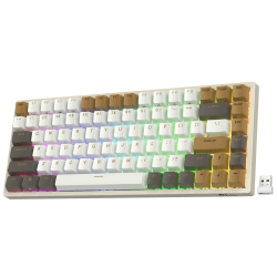 RK ROYAL KLUDGE RK84 RGB Limited Edition, 75% Triple Modi BT5.0/2.4G/USB-C Hot-Swap-fähige mechanische Tastatur, 84 Tasten Wireless Bluetooth Gaming Keyboard, RK Yellow Switch, Macchiato Weiß