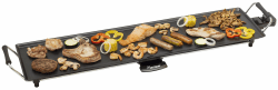 Bestron elektrischer Tischgrill, XXL Plancha-/Teppanyaki-Grillplatte mit Antihaftbeschichtung, Grillspaß für bis zu 8 Personen, extra lange Grillfläche, 1.800 Watt, Farbe; Schwarz, 90,5 x 23,7 cm