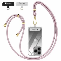 OLEPHY Handykette Universal zum umhängen für alle Smartphones, Handyband mit jeder Hülle kombinierbar, Schlüsselband Kette zum Umhängen mit 2 Stück Universelles Pad, Roségold