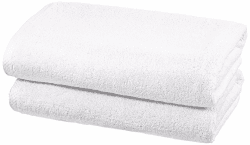 Amazon Basics – Badetuch Set für Badezimmer, schnelltrocknendes, saugfähiges Handtuch-Set, 100 % Baumwolle, 2 Badetücher, 70 x 140 cm, 2 Stück, Weiß 2 Badetücher Weiß