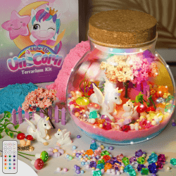 Winnrok Einhorn Geschenke für Mädchen, Bastelset Kinder Spielzeug 4 5 6 7 8 Jahre, Nachtlicht Einhorn Terrarium Set, Weihnachten Geburtstagsgeschenk für Kinder Adventskalender Mädchen, DIY Spielzeug A1- Einhorn Geschenke für Mädchen