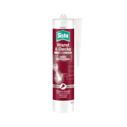 Sista Pattex Wand & Decke Acryl, Dichtmasse zum Abdichten von Rissen an Wand & Decke, überstreichbar nach 1 Stunde, langlebiger Fugenfüller für innen & außen**, 1x280ml Kartusche, weiß Single