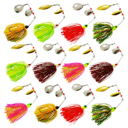 SHADDOCK Spinnerbait Kunstköder Set Spinner Buzzbait Angelköder Jigköpfe Künstlicher Fischköder Forellenköder Angelhaken Kit für Barsch Hecht Zander Raubfisch Angeln 12stk