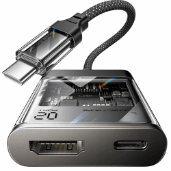 JSAUX USB C auf HDMI Adapter 4K@60Hz for iPhone 16 to TV, 2-in-1 Digital AV Sync Connector Kompatibel mit iPhone 16/16 Pro/16 Pro Max/15 Pro Max, MacBook, Samsung S24/23, Dell, Steam Deck, ROG Ally 4K@60Hz 2 Ports transparente Farbe