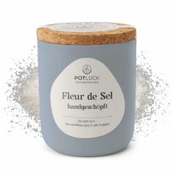 POTLUCK I Fleur de Sel handgeschöpft I Gewürzmischung im Keramiktopf I 80g I Vegan, glutenfrei und mit natürlichen Inhaltsstoffen