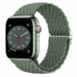 Nepfaivy Geflochtenes Armband Kompatibel mit Apple Watch Armband 45mm 44mm 46mm 49mm 42mm für Damen Herren, Nylon Stoff Sport Elastisches Band für iWatch Series 10/9/8/Ultra/SE/7/6/5/4/3/2/1, Grün 44mm/45mm/46mm/49mm/42mm(Series 3 2 1) Grün