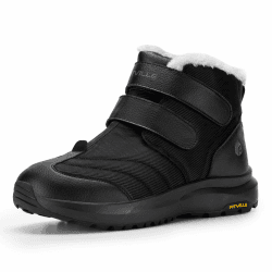 FitVille Winterstiefel Herren Winterschuhe Extra Weit Schneestiefel Warm Gefüttert Kurzschaft Stiefel mit Klettverschluss Wanderstiefel Rutschfest Wasserdicht Outdoor Boots 42 EU X-Weit Schwarz
