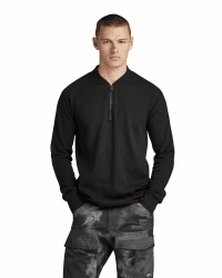 G-STAR RAW Herren Jirgi Half Zip Slim Tweeter T-Shirts S Schwarz (Dk Black D23512-d271-6484)
