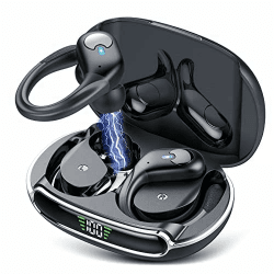 coioc Bluetooth Kopfhörer Sport, Kopfhörer Kabellos Bluetooth 5.3 mit ENC Mikrofon, 60Std HiFi Stereo In Ear Kopfhörer Bluetooth, Ladekoffer LED Anzeige, Comfort Fit, IP7 Wasserdicht Ohrhörer Schwarz