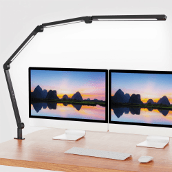 AILBTON LED Schreibtischlampe mit Clip,Mehrwinkel-Flexible 4 Abschnitte 3 Lichtquellen Büroschreibtischlampe,4 Farbtemperaturen und 5 Helligkeitsstufen,Nachtaugenpflege Tischlampe für Zuhause Büro EU-4jie-Schreibtischlampe