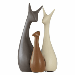 Moaobooh 3 Stück Keramik Skulpturen, Hirsch Keramik Moderne Kunst Elefant Statue Wohnzimmer Dekoration (Hirsche)