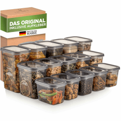 Viwares luftdichte Vorratsdosen mit Deckel | 15er Vorratsbehälter Set | BPA-FREI | Zur Müsli Mehl und Zucker Aufbewahrung | Praktische Aufbewahrungsbox Küche für alle Lebensmittel Peggy15