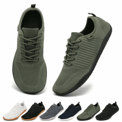 Geweo Barfuss Schuhe Damen Herren Barfußschuhe Laufschuhe Barfuß Sneaker Breites Zehendesign Leicht Atmungsaktiv rutschfest Gr.37-47 39 EU Grün