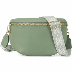 Roulens Kleine Damen Umhängetaschen,Elegant Bauchtasche Damen,Umhängetasche aus Veganes PU Leder,Crossbody Bag Damen,RFID Blockierung Kartenschlitz Brusttasche mit Verstellbar Abnehmbar Breiter Gurt B-grün