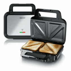 Arendo - Sandwichmaker mit Antihaftbeschichtung - abnehmbare Platten - BPA und PFOA frei - Temperaturkontrolle – Sandwich Maker - Sandwichtoaster für große Toasts - spülmaschinengeeignet