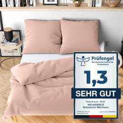 Wolkenfeld Bettwäsche 135x200 rosa - kuschlig weich & bügelfrei - ÖKO-TEX Zertifiziert - 1x Bettbezug + 1x Kissenbezug 80x80 Rosa 135 x 200 cm
