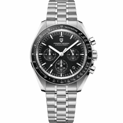 Pagani Design 1701 Herren-Armbanduhr, Quarz, Herren-Chronograph, Edelstahl, Sport-Armbanduhr für Herren, wasserdicht, Japanisches VK63-Uhrwerk… Schwarz