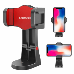 Lammcou Stativ Handyhalterung, Handy Adapter für Tripod Smartphone Aufsatz, Vertikale & Horizontal Stativhalterung für Befestigung auf Stativkopf, Einbeinstativ, 360° Drehbar Mobile Clip Holder Mount Schwarz